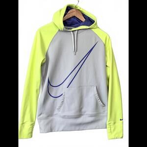 Nike‎ Therma Fit Hoodie Big Swoosh Men's L Neon Bright Colors